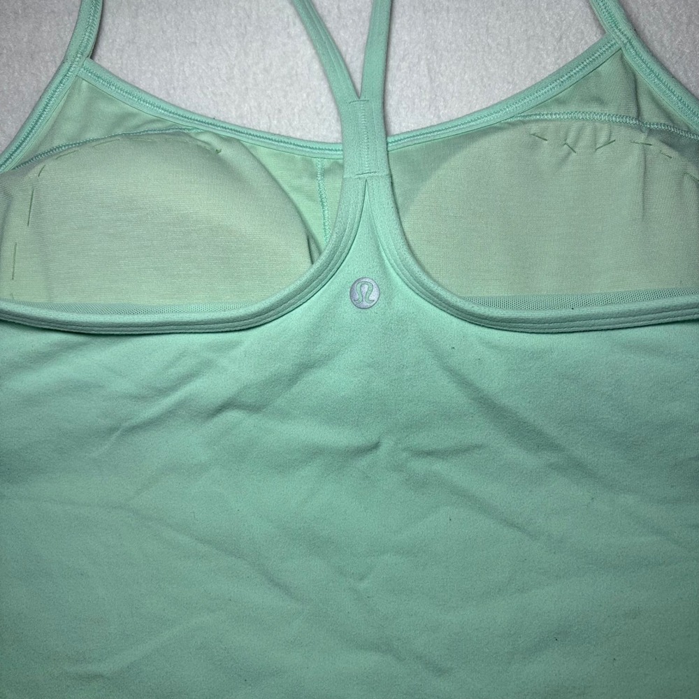 Lululemon Power Y Tank Luon Toothpaste Mint Green Size 12 Yoga Top - Picture 3 of 7